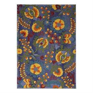 Pemberly Row 63&quotx89&quot Polypropylene Fabric Area Rug in Navy/Blue/Multi-Color