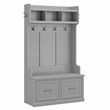 Pemberly Row 40W Hall Tree & Shoe Bench with Doors in Gray - Engineered Wood