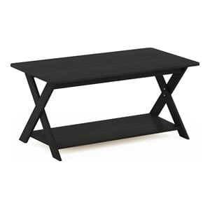 Pemberly Row Engineered Wood Simplistic Criss-Crossed Coffee Table in Espresso