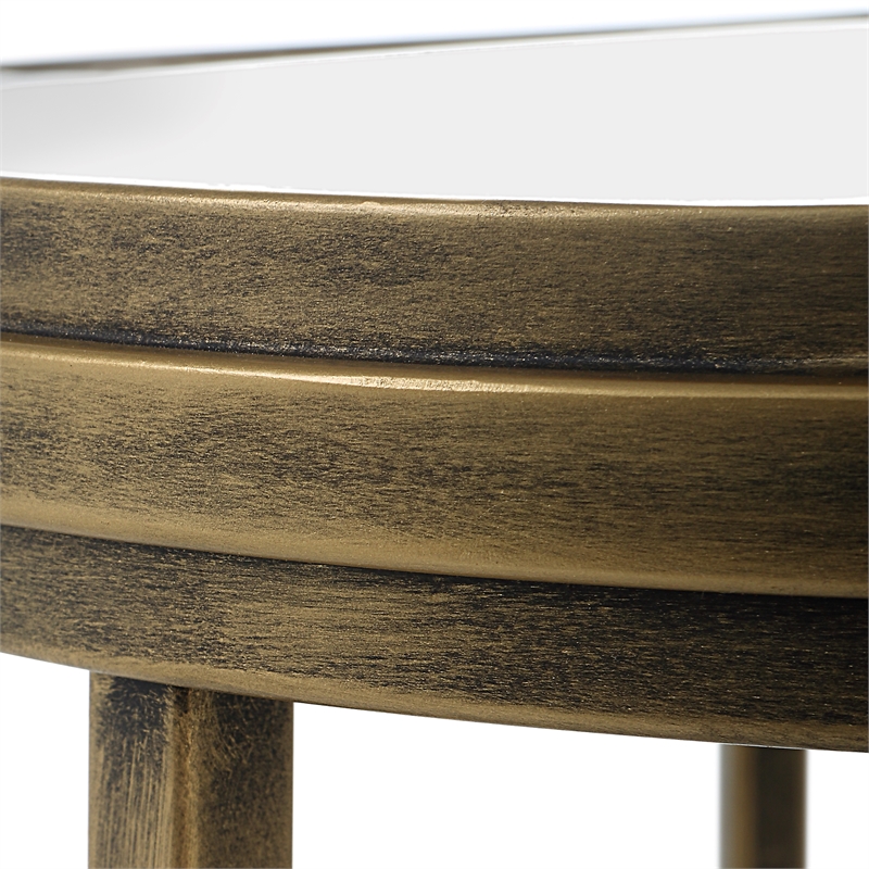 Pemberley Row Metal Antique Brushed Gold Nesting Tables Square Set of 2 17.75