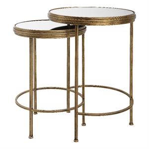 Pemberley Row Metal Antique Brushed Gold Nesting Tables Square Set of 2 17.75&quotW x 17.75&quotD Unassembled