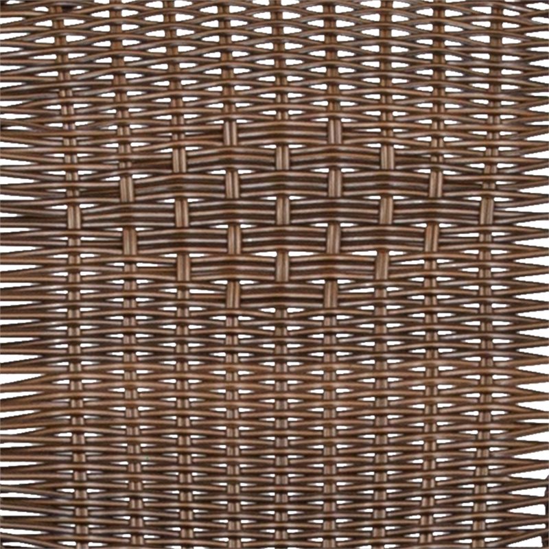 Pemberly Row Stackable Rattan Curved Back Dining Chair in Brown (Set of 2)