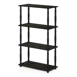 Pemberly Row Turn-N-Tube Wood 4-Tier Shelf Display Rack with Tubes in Espresso