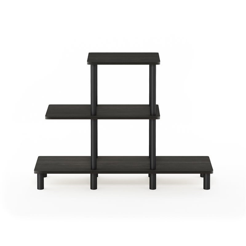 Pemberly Row Turn-N-Tube Wood 3-Tier Design Display Rack in Espresso/Black