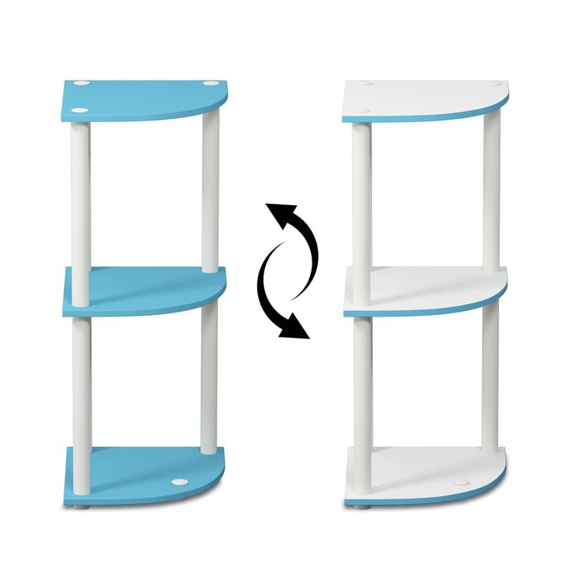 Pemberly Row Turn-N-Tube Wood 3-Tier Corner Display Rack in Light Blue/White