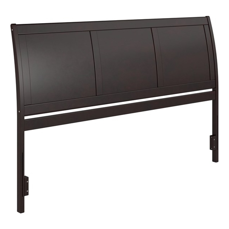 Pemberly Row Contemporary King Sleigh Wood Headboard in Espresso