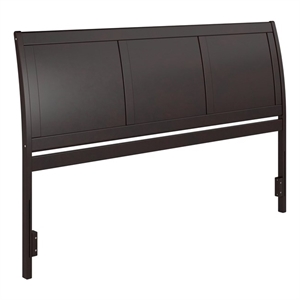 Pemberly Row Contemporary King Sleigh Wood Headboard in Espresso