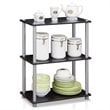 Pemberly Row Turn-N-Tube Wood 3-Tier Compact Shelf Display Rack in Black/Gray