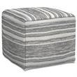 Pemberly Row Contemporary Square Square Woven Pouf in Black Melange and White