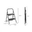 Pemberly Row 2-Step Modern Metal Gray Household Folding Step Stool Reach Height