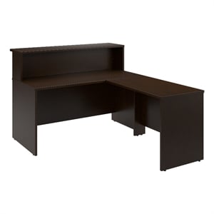 Pemberly Row 60W x 72D L-Shaped Reception Desk in Mocha Cherry - Engineered Wood