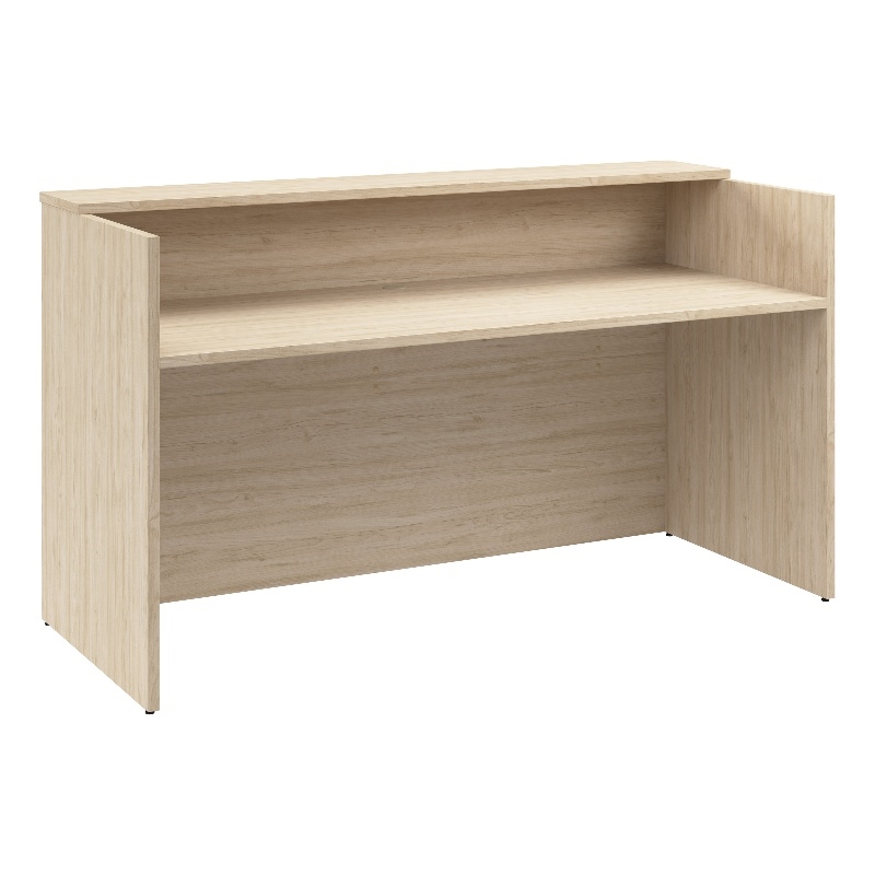 Pemberly Row Reception Desk with Shelf in Natural Elm - Engineered Wood