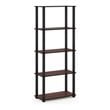 Pemberly Row Turn-S-Tube Wood 5-Tier Shelf Display Rack in Cherry/Black