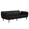 Pemberly Row Futon in Convertible Sofa & Couch in Black Faux Leather