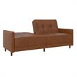 Pemberly Row Contemporary Coil Futon in Brown Finish Faux Leather