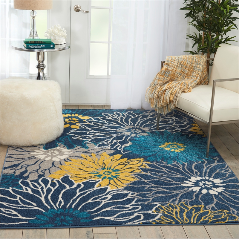 Pemberly Row 5' x 7' Blue Finish Fabric Contemporary Area Rug