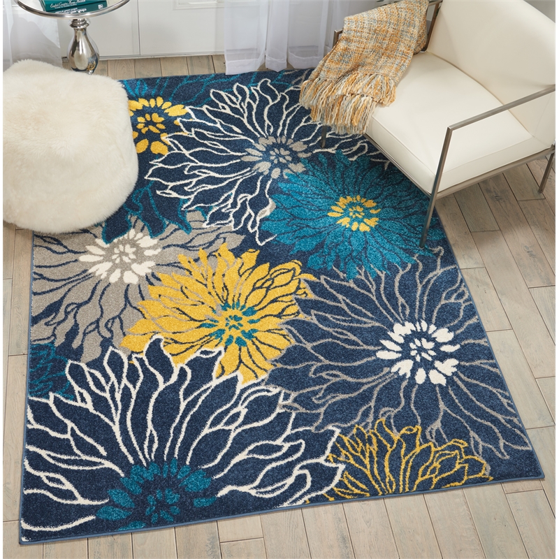 Pemberly Row 5' x 7' Blue Finish Fabric Contemporary Area Rug
