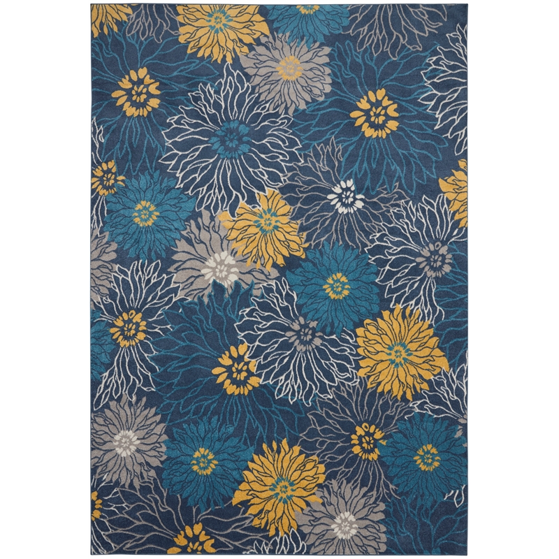 Pemberly Row Contemporary 9' x 12' Blue Fabric Contemporary Indoor Rug