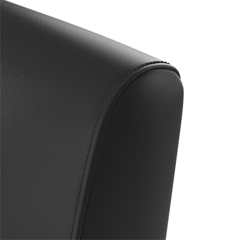 Pemberly Row Contemporary Waiting Room Loveseat with Arms in Black Vinyl