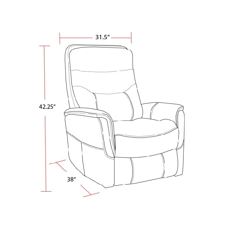 Pemberly Row Transitional Faux Leather Manual Swivel Glider Recliner in Brown