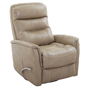 Pemberly Row Transitional Faux Leather Manual Swivel Glider Recliner in Brown
