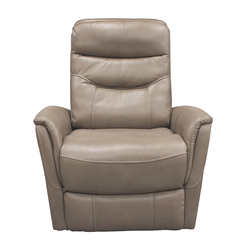 Pemberly Row Transitional Faux Leather Manual Swivel Glider Recliner in Brown