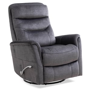 Pemberly Row Transitional 34.5&quotW Fabric Swivel Glider Recliner in Capri Charcoal