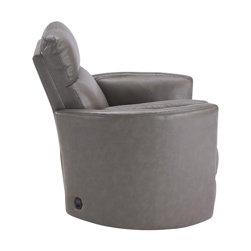 Pemberly Row Modern Leather Charcoal Power Swivel Glider Recliner (Two Pack)