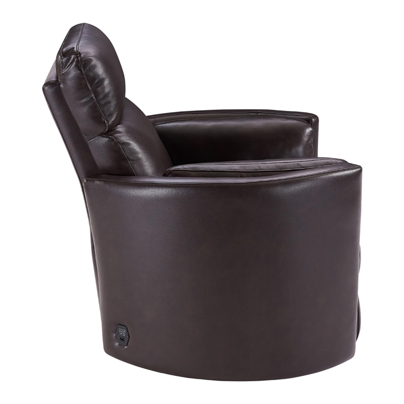 Pemberly Row Modern Leather Brown Power Swivel Glider Recliner (Two Pack)