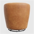 Pemberly Row Genuine Italian Leather Brown Swivel Club Chair (Two Pack)