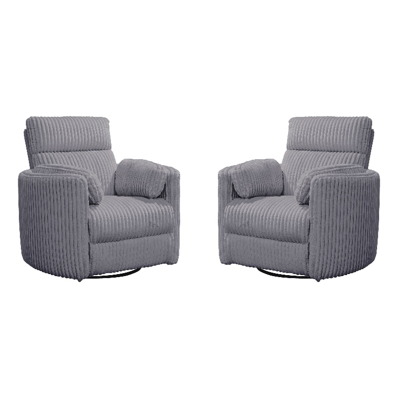 Pemberly Row Modern Mega Grey Fabric Power Swivel Glider Recliner (Two Pack)