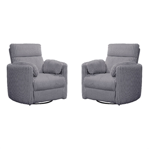 Pemberly Row Modern Mega Grey Fabric Power Swivel Glider Recliner (Two Pack)