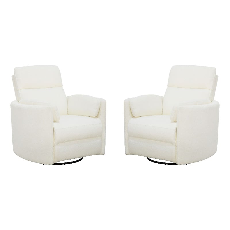 Pemberly Row Modern White Fabric Power Swivel Glider Recliner (Two Pack)