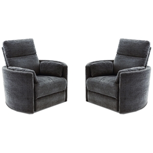 Pemberly Row Modern Charcoal Fabric Power Swivel Glider Recliner (Two Pack)