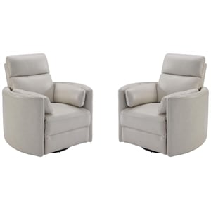 Pemberly Row Modern Brown Leather Power Swivel Glider Recliner (Two Pack)