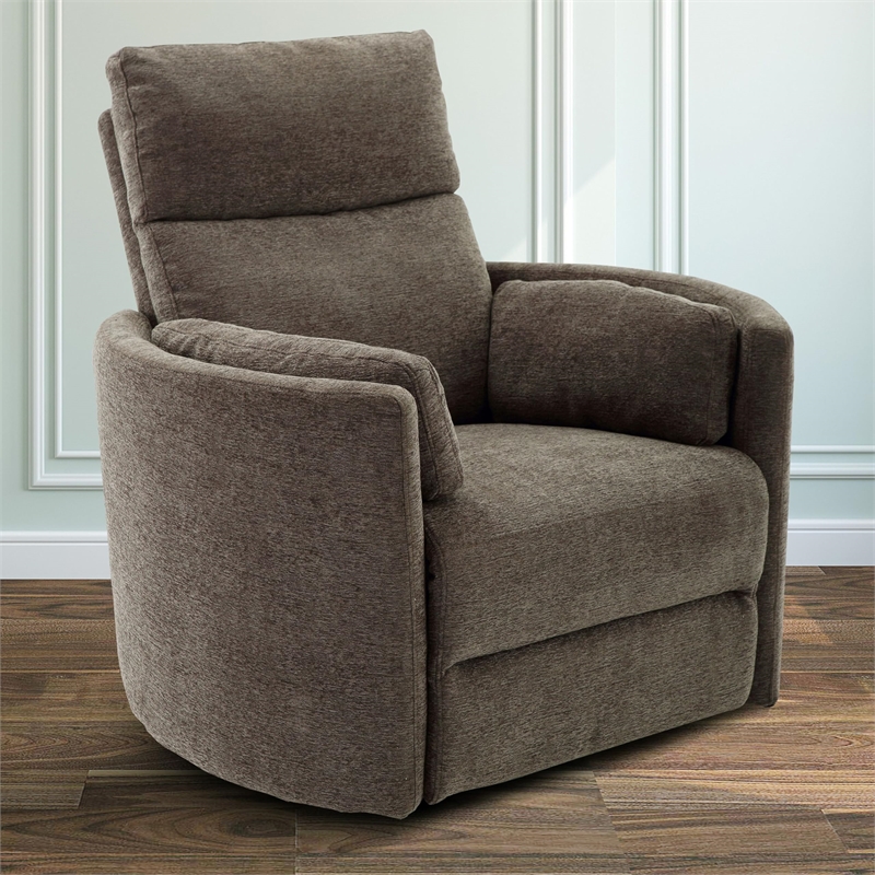 Pemberly Row Modern Brown Fabric Power Swivel Glider Recliner (Two Pack)
