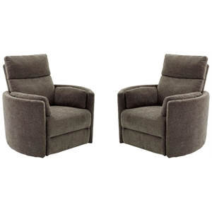 Pemberly Row Modern Brown Fabric Power Swivel Glider Recliner (Two Pack)