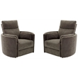 Pemberly Row Modern Brown Fabric Power Swivel Glider Recliner (Two Pack)