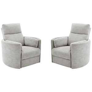 Pemberly Row Modern Gray Fabric Power Swivel Glider Recliner (Two Pack)
