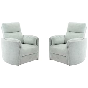 Pemberly Row Modern Turquoise Fabric Power Swivel Glider Recliner (Two Pack)