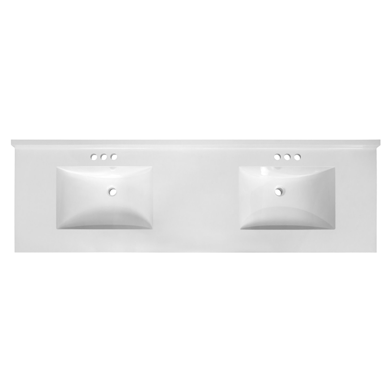 Pemberly Row Modern Cultured Marble 73-inch Vanity Top in White
