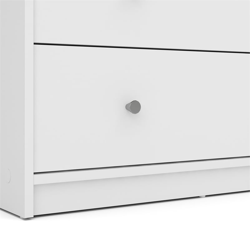 Pemberly Row Set of 3 Wood Double Dresser and Chest and Nightstand in White