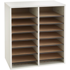 Pemberly Row Grey 16 Compartment Wood Adjustable File Organizer