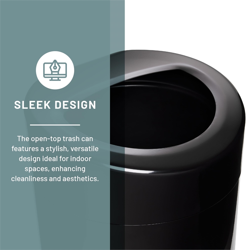 Pemberly Row Modern Open Top Receptacle - 30 Gallon in Black
