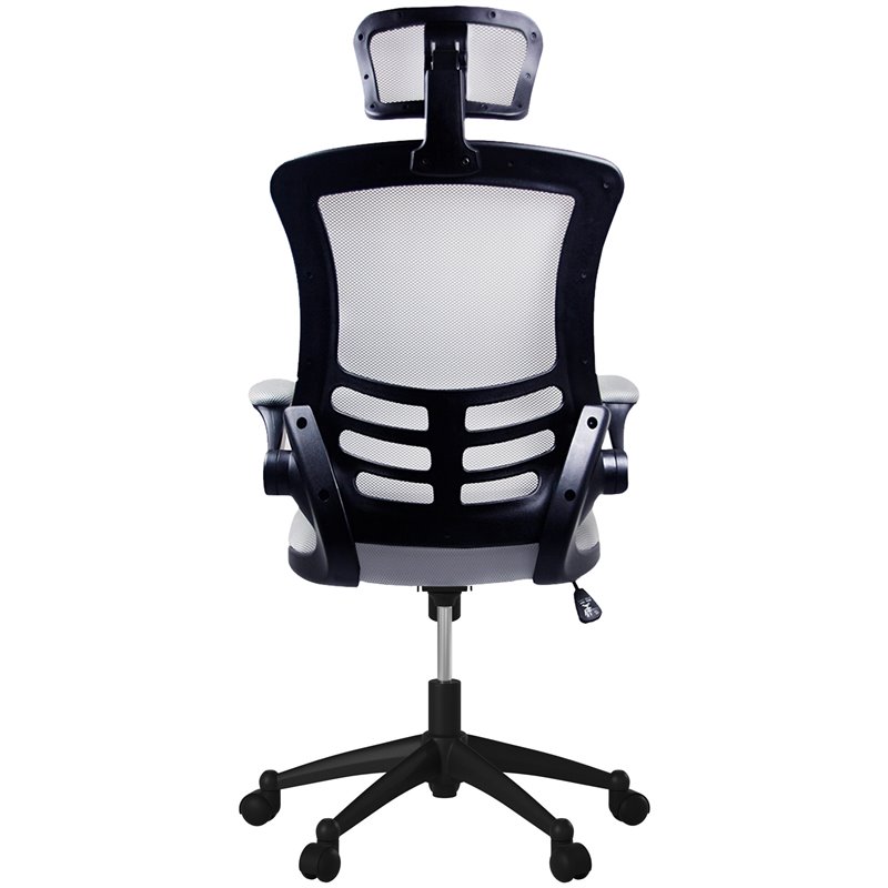 Pemberly Row Executive High Back Office Chair w/ Headrest in Silver Gray Fabric