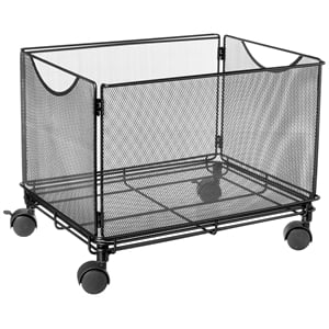 Pemberly Row Contemporary Mesh Rolling File Cube in Black Finish
