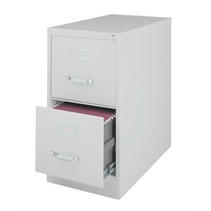 Pemberly Row Metal 2-Drawer Letter Width Vertical Filing Cabinet in Light Gray