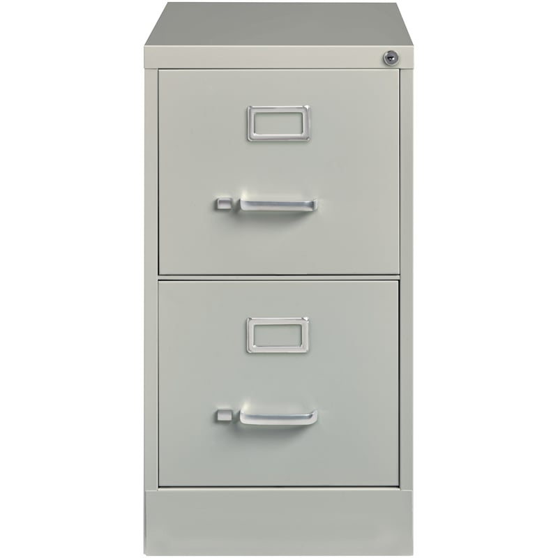 Pemberly Row Metal 2-Drawer Letter Width Vertical Filing Cabinet in Light Gray