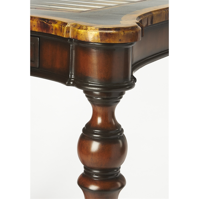 Pemberly Row Modern Enrique Stone And Wood Game Table - Brown