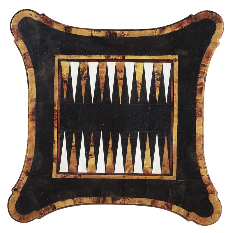 Pemberly Row Modern Enrique Stone And Wood Game Table - Brown